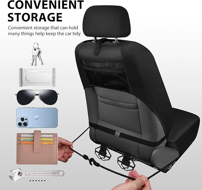 CAR PASS Oxford Bling Diamond Car Seat Covers Full Set Interior Sets, Waterproof Shining Glitter Sparkly Crystal Universal Armrest Fit 95% Automotive Truck SUV Cute Women Girl, All Black Rhinestone - Image 5