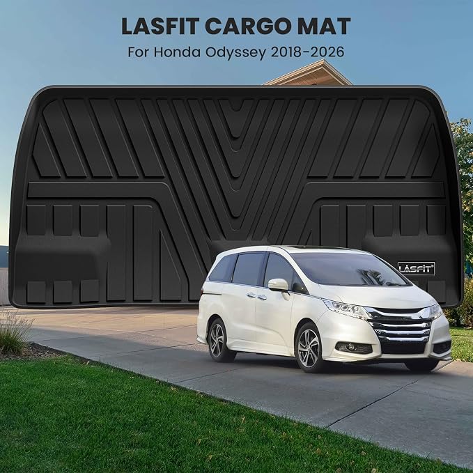 LASFIT Trunk Mat for Honda Odyssey 2018-2026 Mini Passenger Van | Custom Fit Cargo Mat, Waterproof All Weather, Kid & Pet Friendly, Easy Clean for Family Use, Black - Image 3