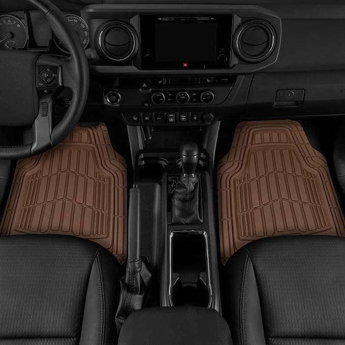 CAT® ToughRide™ Heavy-Duty 4 Piece Brown Floor Mats for Cars - Trim to Fit All-Weather Rubber Car Mats Full Set - Truck Mats & Cars Floor Mats - Interior Accessories for SUVs & Car Rug Protection - Image 3