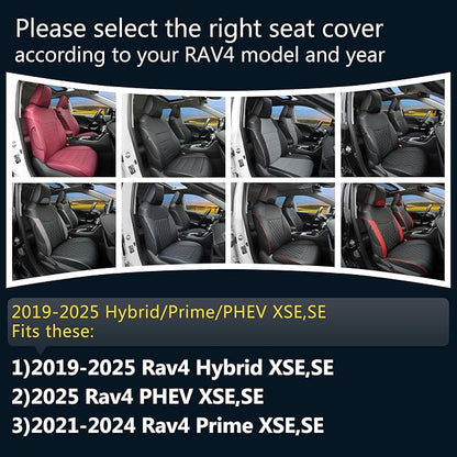 Lolcar Rav4 Seat Covers Custom Fit for Toyota Rav4 2021-2024 Prime SE,XSE & 2019-2025 Hybrid/PHEV SE,XSE, Leather Truck Seat Cover Full Set for SUV,Faux Leather(Black) - Image 2