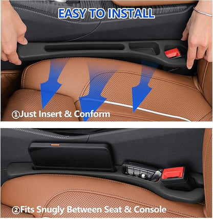 Car Seat Gap Filler Organizer 2Pack,Car Accessories Plug,Black | 2 in1 Drop Stop Seat Side Guard with Safety Hammer & Storage Slot,Interior Blocker Strip Universal Fit for Car SUV Truck - Image 6