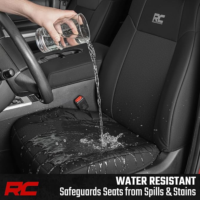 Rough Country Neoprene Seat Covers for Chevy Silverado & GMC Sierra 1500 (2019-2026) w/Rear Seat Storage & Cup Holder - Waterproof & UV Resistant, Foam Padded, Front & Rear Row Cover Set - Image 7