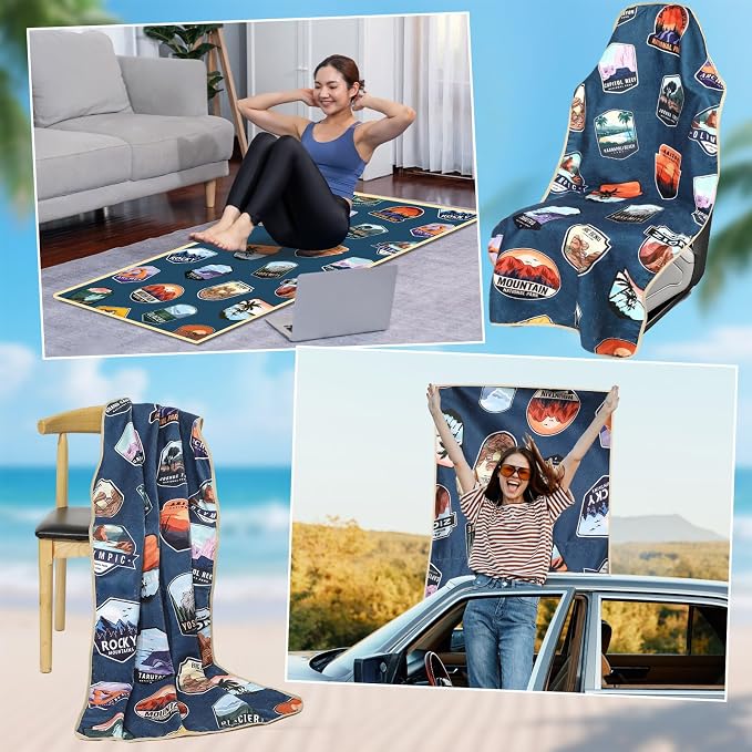Lonfliness 2PCS Car Seat Cover Towel Non Slip Front Seat Car Seat Towel Athletic Running Towel Washable Seat Cover for Gym Workout Sweat Outdoor Sport Beach Hiking Yoga (National Park) - Image 7