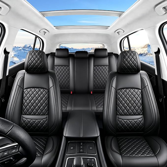 for GMC Canyon 2015-2025 2026 Car Seat Covers, Full Set, Black | Luxury Full Coverage Leather Seat Protectors, Waterproof Breathable, Non-Slip, Easy to Install, Airbag Compatible, All-Season - Image 2