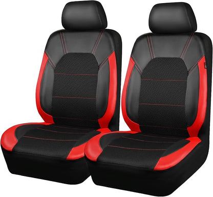 CAR PASS Leather Car Seat Covers Front Seats Only, with Air Mesh Front Seat Covers Breathable, Cool Automotive Seat Covers 2 Pack, Universal Fit Most Cars,SUV,Truck,Van Airbag Compatible(Black & Red) - Image 8