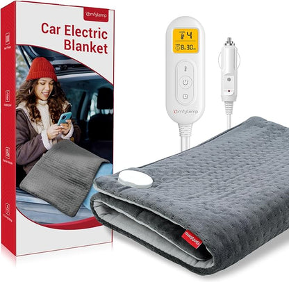 Comfytemp 12V/24V Car Electric Blanket for Back Neck Shoulders Hip 17"x33" | Portable Mini Travel Blanket for Waist, Truck, SUV, 4 Heat Settings, 11Auto-Off, Washable for Drivers Women Men Winter by Comfytemp