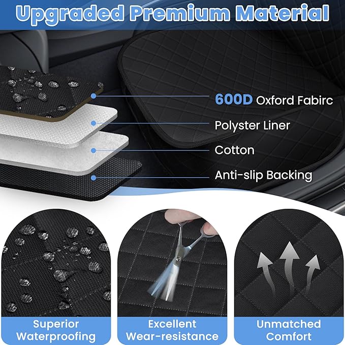 ELONGRIVER Dog Car Seat Covers, Waterproof Front Seat Cover | Scratch-Proof, Nonslip Pet Passenger Seat Cover Protector, Universal Fit for Cars Trucks SUVs, Standard Size 2-Pack, Black - Image 3
