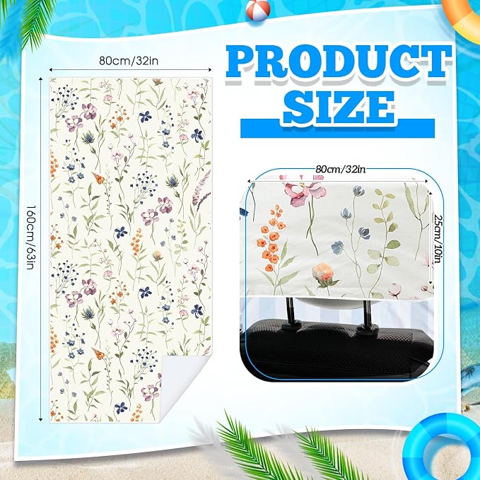 Hahafelt 2 Pack Car Seat Towel Covers with Storage Bag 63 x 32 Inch Athletic Running Towel Seat Sweat Washable Non Slip Cover Gift for Car Outdoor Sport Activities (Wildflowers) - Image 2