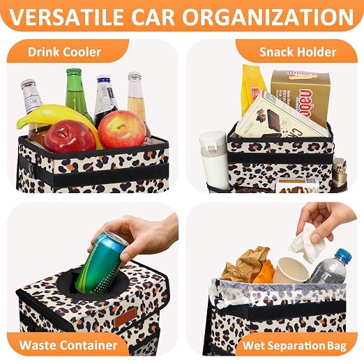 Vankor Car Trash Can with Lid Leak Proof Car Accessories for Women | 3 Gallon Cute Hanging Car Trash Bin for Men Car Truck Vehicle Sedan Interior Automotive Garbage Cans, Black Quilted - Image 6