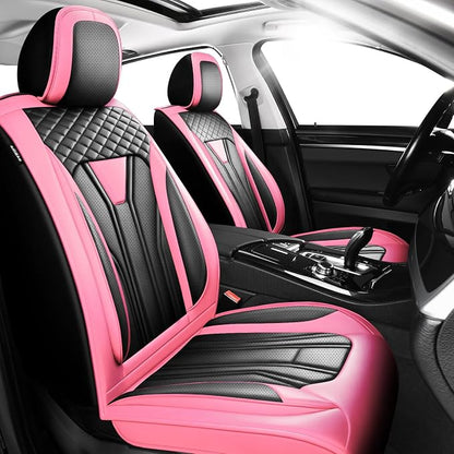 Fit Corolla Premium Leather Car Seat Covers for Toyota Corolla 2000-2025 2026 - Waterproof，Breathable，All-Weather Seat Cushion Protecto & Airbag Compatible, 2 Front Seat Pink&Black by Unknown