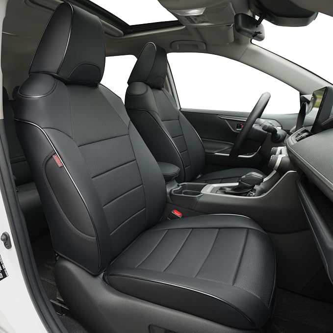 Lolcar Rav4 Seat Covers Custom Fit for Toyota Rav4 (Hybrid) LE/XLE Premium 2026, Leather Car Seat Cover Full Set for SUV,Faux Leather(Black) by LOLCAR