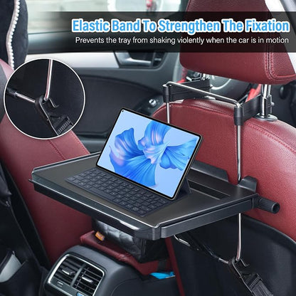 VarCozy Car Steering Wheel Tray, Foldable Hanging Rear Headrest Car Tray with Expandable Tray and Beverage Cup Slot, Portable Car Desk for Laptop Work, Eating, Drinking, and Doodling - Image 5