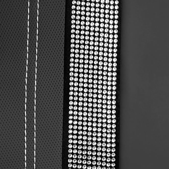 CAR PASS Bling Rhinestone&Leather Back Seat Cover, Waterproof Bench Rear Seat Cover Shining Diamond Universal Fit Automotive Glitter Crystal Sparkle Strips for Kid Women Girl, Silver Diamond - Image 6