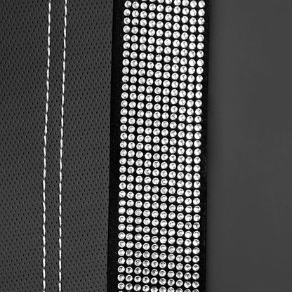 CAR PASS Bling Rhinestone&Leather Back Seat Cover, Waterproof Bench Rear Seat Cover Shining Diamond Universal Fit Automotive Glitter Crystal Sparkle Strips for Kid Women Girl, Silver Diamond - Image 6