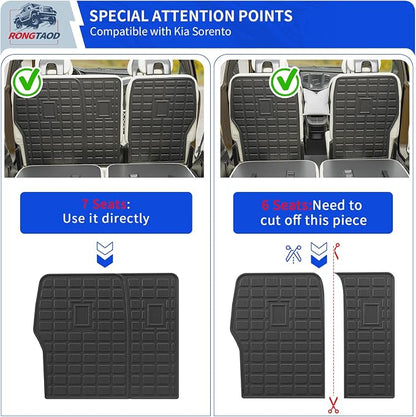 Rongtaod Cargo Mat + 2nd & 3rd Row Backrest Mats for 2021-2026 Kia Sorento | 6&7 Seats Trunk Mat Cargo Liner TPE All Weather Back Seat Cover Kick Mat 2024 Sorento Accessories - Image 3