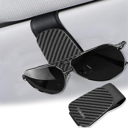 T-carbon Sunglass Holder for Car Sun Visor | Magnetic Leather Glasses Holder,Carbon Fiber Sunglasses Holder and Ticket Card Clip, Car Visor Accessories,Matte Black by adisseminatorofcarbonfiberaestheticsamanufacturerofcarbonfiberproducts