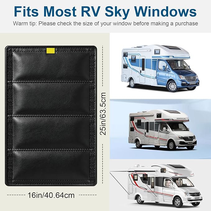 RV Door Window Shade Cover 25" (L) x 16" (W), Foldable Hook&Loop Design, RV Blackout Window Cover with UV Protection, Waterproof Fabric, Reflective (Dark Black, 1 Pack (25" L x 16" W)) - Image 6