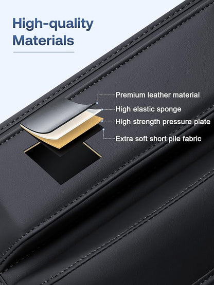 Premium Leather Car Seat Gap Filler Organizer (0.2”-1.2" Gaps), Clever Gifts for Car SUV Truck Owners (Black, 2 Pack) - Image 4