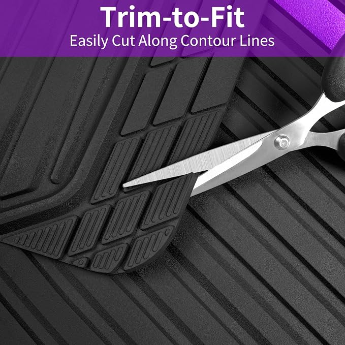 CAR PASS Heavy Duty Rubber Car Mats Metallic,Aluminum Film All Weather Floor Mats Waterproof Universal Trim to Fit SUVs Sedans Vans 4 Piece Anodized Deep Dish Two-Tone Sporty Black Purple Chrome - Image 8