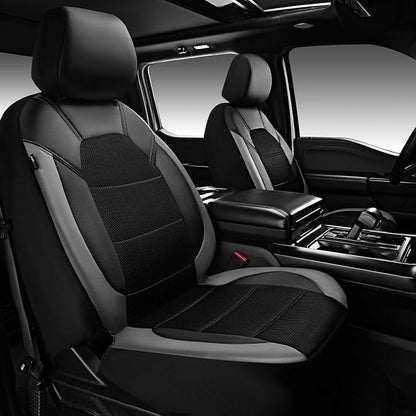CAR PASS Leather Seat Covers, Automotive Sport Car Seat Cover Super 5mm Composite Sponge Inside, Airbag Compatible Universal Fits Most Cars, SUVs, Trucks and Vans (Full Set,Black & Gray) - Image 7
