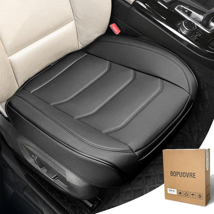 BOPUOVRE Car Seat Cover for Luxury & Comfort PU Leather | Anti Slip Full Wrap Protection Storage Pocket Bottom Cushion Universal Fit 95% Vehicles Black 1 Piece by BOPUOVRE