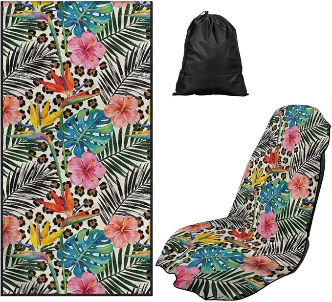 Tropical Plants Car Towel Seat Cover Breathable Non-Slip Car Seat Cover Protector Removable Automotive Accessories for Cars SUV Trucks by Aplkyhs