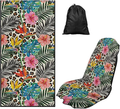 Tropical Plants Car Towel Seat Cover Breathable Non-Slip Car Seat Cover Protector Removable Automotive Accessories for Cars SUV Trucks by Aplkyhs