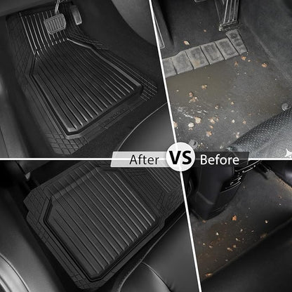CAR PASS Heavy Duty Rubber Floor Mats for Car, Waterproof Liner Deep Dish Car Mats Full Sets, Universal Trim to Fit for SUV Truck Sedans Vans, All Weather Automotive Floor Mats 3pcs, Solid Black - Image 8