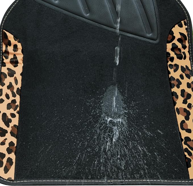 CAR PASS Waterproof Universal Fit Car Floor Mats, Leopard Print Car Mats Fit for SUV,Vans,sedans, Trucks,Set of 4pcs Car Carpet with Driver Heel Pad and Nibs Backing,for Cute Women Girl Brown Leopard - Image 5