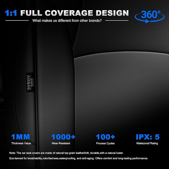 AOMSAZTO Custom Fit Seat Covers for Toyota RAV4 2019-2025 Hybrid Models | (Not for XSE&2022-2025 SE Hybrid and Prime )-Airbag Compatible Waterproof Full Set Faux Leather Black - Image 9