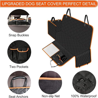 Dog Car Seat Cover, Waterproof Nonslip Pet Seat Cover for Back Seat with Storage Pockets Mesh Visual Window, Heavy Duty Scratchproof Pet Dog Seat Cover Hammock for Cars Trucks and SUVs - Image 3