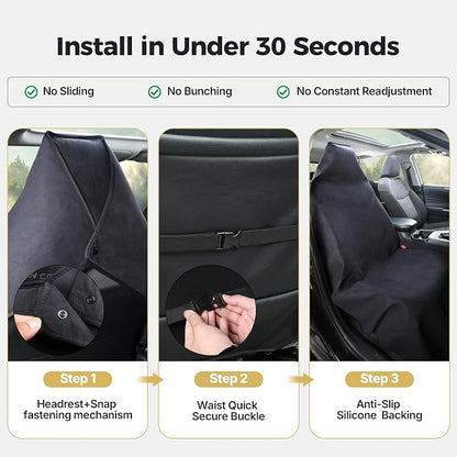 Car Seat Cover Towel, Seat Cover Protector, Waterproof Sweat Towel Seats Covers for Gym, Sports, Beach, Universal Front Seats Covers for Cars, Trucks, SUVs, Leather Seats(Black) - Image 5