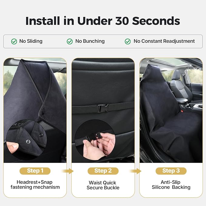 Car Seat Cover Towel, Seat Cover Protector, Waterproof Sweat Towel Seats Covers for Gym, Sports, Beach, Universal Front Seats Covers for Cars, Trucks, SUVs, Leather Seats(Gray) - Image 4