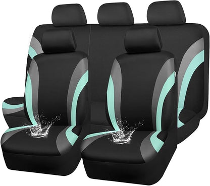 CAR PASS EVA Waterproof Car Seat Covers Full Set, Mint Seat Covers for Cars,Airbag Compatible,Universal Fit Sedans,Vans,SUVs,Trucks (Black and Mint) by CARPASS