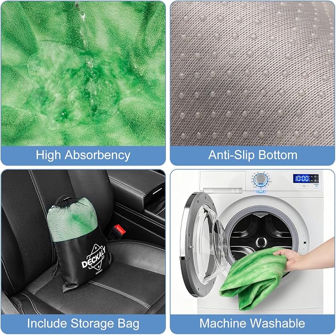 Car Seat Towel Covers with Storage Bag, Waterproof Sweatproof Towel Seat Cover Universal Front Seat Covers Machine Washable Non-Slip Seat Protector for Gym Workouts(Green, 1Pcs Front Seat Cover) - Image 4