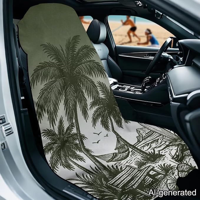 Horeset Tropical Palm Tree Car Seat Towel Cover – Soft & Quick-Dry Front Seat Protector, Multi-Functional for SUV Trucks Cars Sedan Van, Auto Interior Accessories - Image 2