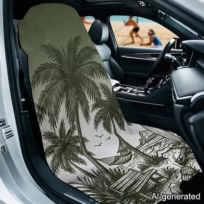 Horeset Tropical Palm Tree Car Seat Towel Cover – Soft & Quick-Dry Front Seat Protector, Multi-Functional for SUV Trucks Cars Sedan Van, Auto Interior Accessories - Image 2