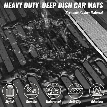 CAR PASS Heavy Duty Rubber Car Floor Mats, Deep Waterproof Car Floor Mats All Weather, Aluminum Film Floor Mats for Cars Non-Slip Universal Trim to Fit for SUVs Trucks Sedans Vans, Black Grey Metallic - Image 7