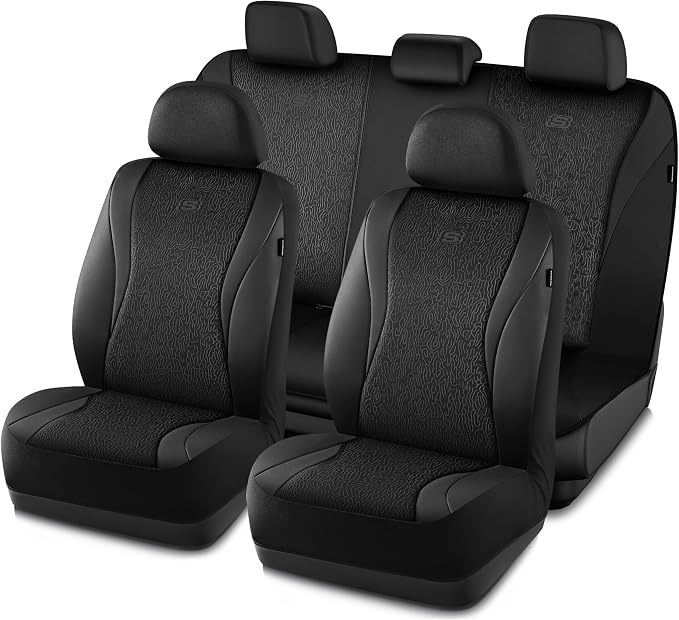 Skechers Car Seat Covers,Leather Seat Covers with GOGA Mat Technology,Waterproof Car Seat Covers Full Sets,Airbag Compatible,Comfort Universal Fit for Most Cars,Vans,Trucks,SUVs,Black by Unknown