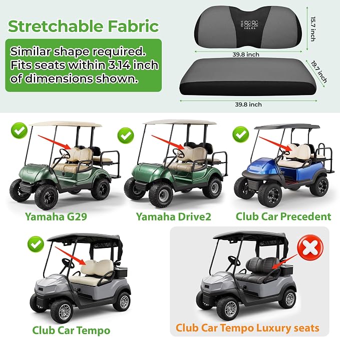 10L0L Golf Cart Seat Covers for Yamaha EZGO Club Car Seat Towel Cushion | Breathable Mesh All-Season Front/Rear Seat Blanket, UV Resistant, Cool Comfort, Machine Washable, Easy On, Great Golf Gift - Image 6
