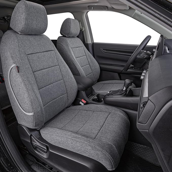 coverdream Car Seat Covers for 2024-2026 Hyundai Santa Fe,7 Seats Full Set | For 2024-2026 SE, SEL, XRT& Hybrid SEL, 2nd-Row 40/60 Split Seats W/Armrest, Polyester (Gray) by Coverdream