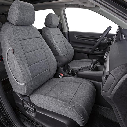 coverdream Car Seat Covers for 2024-2026 Hyundai Santa Fe,7 Seats Full Set | For 2024-2026 SE, SEL, XRT& Hybrid SEL, 2nd-Row 40/60 Split Seats W/Armrest, Polyester (Gray) by Coverdream