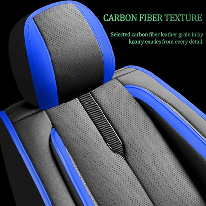 Fit Leaf Car Seat Covers for Nissan Leaf 2011-2024 2025 2026 -Upgraded Premium Waterproof & Breathable Leather,Airbag Compatible,All-Weather Seat Cushion Protector,Full Set,Black-Blue - Image 3