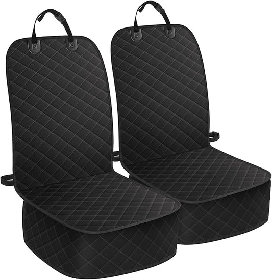 ELONGRIVER Dog Car Seat Covers, Waterproof Front Seat Cover | Scratch-Proof, Nonslip Pet Passenger Seat Cover Protector, Universal Fit for Cars Trucks SUVs, Standard Size 2-Pack, Black by ELONGRIVER