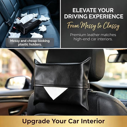 1 PC Car Tissue Holder, Soft-Leather Car Napkin Holder for Seat Back Armrest, Easy Access While Driving, Universal for Most Cars, Trucks, SUVs (Black #2) - Image 5