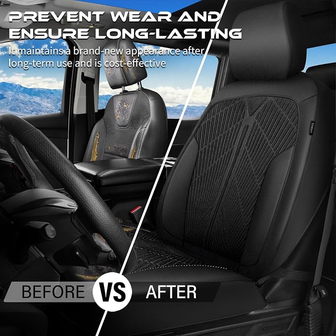 CAR PASS Oxford Leather Car Seat Covers Front 2 Only, Scratch Thick Seat Covers Waterproof, Universal Fit for Truck SUV Sedan, Durable All Weather, Emboss Black - Image 5