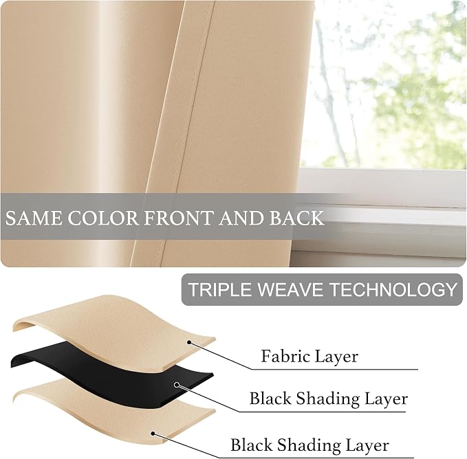 NICETOWN Biscotti Beige Sidelight Door Curtains 72 Inches Long for Kitchen | Farmhouse Self Stick Window Blinds Light Block Insulating Curtains for Baby Nursery, W36 x L72, 1 Piece - Image 8