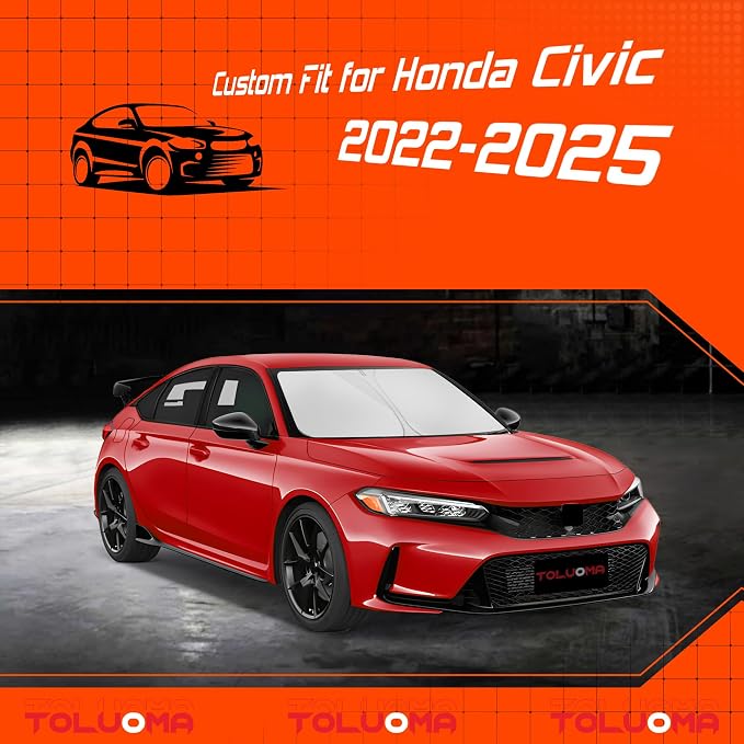 Custom Fit Windshield Sun Shade for Honda Civic 2022-2025 11th Gen- Full Coverage, 210T Reflective Fabric, Double-Layer Design - Blocks 99% UV Rays, Keeps Car Cool, Easy to Install and Store - Image 7