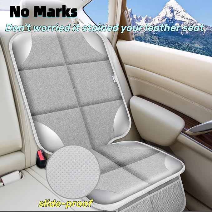 Meolsaek Car Seat Protector for Child Car Seat，Non-Slip Backing No Imprints | Durable Car Seat Mat 600D Fabric, Waterproof Car Seat Cover with Thick Pad - Image 4