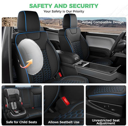 RIDEPOSH Custom Leather Seat Covers for Silverado/Sierra 1500 2014-2018 | Only Crew Cab, Fits 2500/3500HD 2015-2019, Jump Seat Cover(armrest storage only), Protective, Scratch-resistant, Easy-clean - Image 8
